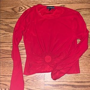 Long sleeve red cropped top